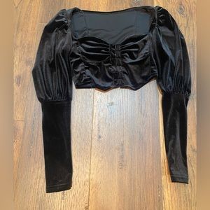 Vintage Velvet Puff Sleeve Corset Crop Top
